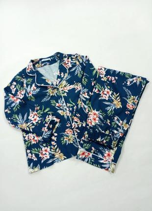 Женская пижама цветы на синем4 фото