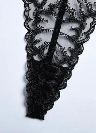 Шикарный качественный кружевной комплект белья с поясом чёрный7 фото