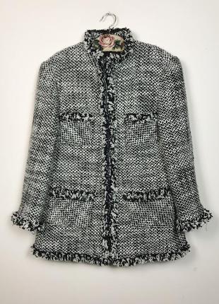 Твідовий вінтажний шерстяний жакет у стилі chanel вінтаж6 фото
