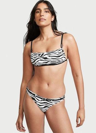 Женский купальник  victoria's secret (виктория сикрет) черно-белый, принт зебра, купальник 3 в 1, оригинал