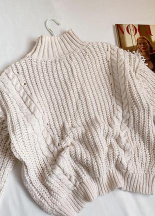 Светр, світер, кофта, в'язаний, молочний, беж, манго, mango 3