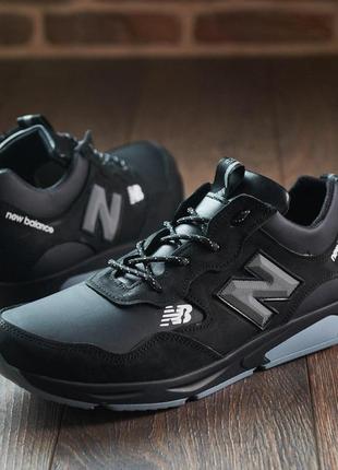 Кроссовки мужские натуральна кожа черные new balance