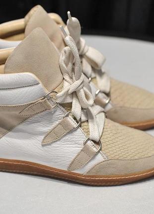 Замшеві шкіряні хайтопи кросівки sandro paris amandine - 39