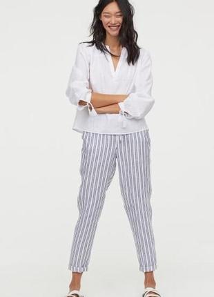 H&m стильные льняные джогеры в полоску