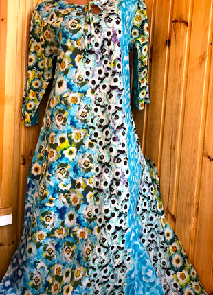 Вся в цветах длинная пляжная туника-платье из хлопка индиано