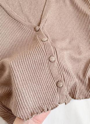Кардиган, кофта, пуловер, укороченый, коричневый, в рубчик, primark5 фото