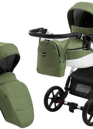 Коляска 2 в 1 bair next white soft 71 зеленый