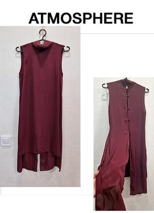 Блуза длинная с разрезами по бокам ,воротом и пуговицами на спине