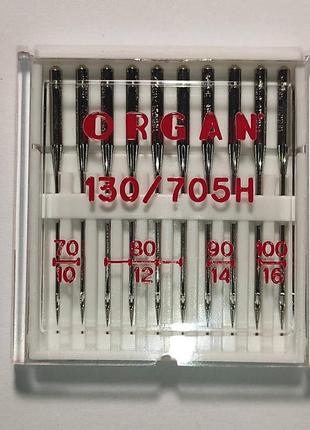 Иглы швейные универсальные organ №70/80/90/100 пластиковый бокс 10 штук для бытовых швейных машин (6501)