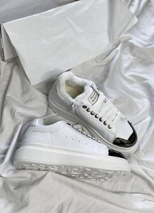 Сникерсы утепленные mcqueen white (рр 36-40) распродажа!8 фото