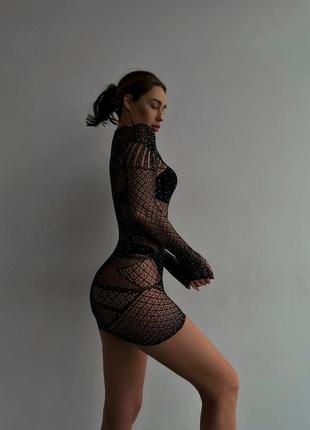 Пеньюар платье сетка со стразами