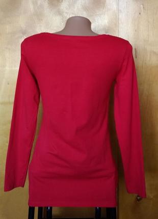 Р 10-12/46-48 яскрава базова червона кофта футболка з довгим рукавом лонгслів бавовна трикотаж3 фото