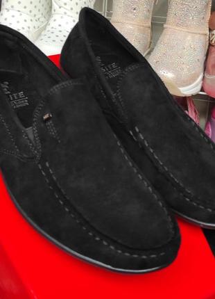 Детские черные замшевые  туфли для мальчика