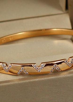 Браслет бенгл xuping jewelry піраміда 57 мм 5 мм на руку від 16 см до 18 см золотистий2 фото