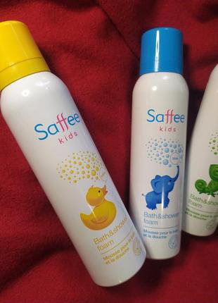 Зеленая очищающая пенка для умывания и купания для детей и взрослых saffee kids франция, 150мл