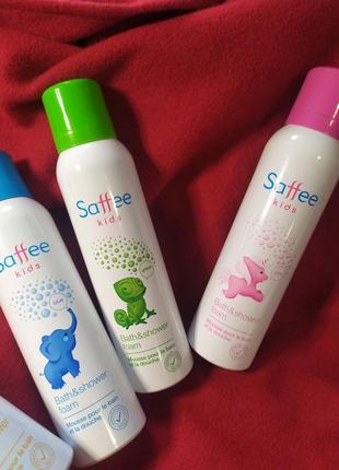 Зеленая очищающая пенка для умывания и купания для детей и взрослых saffee kids франция, 150мл