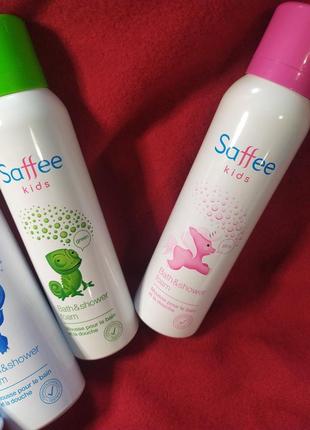Зеленая очищающая пенка для умывания и купания для детей и взрослых saffee kids франция, 150мл
