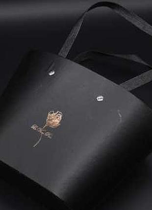 Коробки для цветов с ручкой. цвет черный. 15х22см / коробки для цветов с ручкой. цвет черный. 15х22см