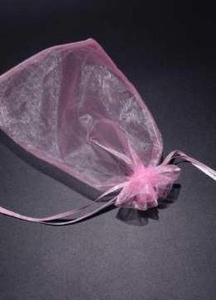 Подарочные красивые мешочки из органзы для украшений цвет светло-розовый. 17х23см / подарочные красивые