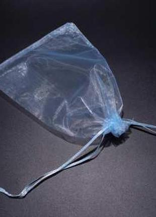 Подарочные красивые мешочки из органзы для украшений цвет голубой. 17х23см / подарочные красивые мешочки из органзы для украшений1 фото