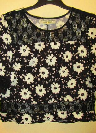 Красива стильна блуза parisian квіти мереживо розмір 12-14