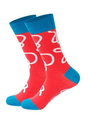 Высокие носки friendly socks красные с голубыми пятками. артикул: 27-0029