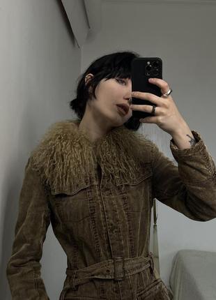 Роскошная курточка плащ с поясом винтаж натуральный мех ламы10 фото