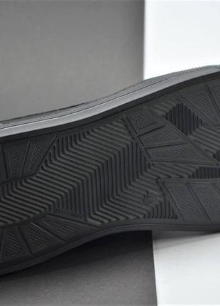 Мужские стильные спортивные туфли кожаные кеды черные splinter 02225 фото