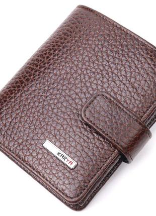 Стильний чоловічий гаманець із натуральної грубозернистої шкіри karya 21373 коричневий