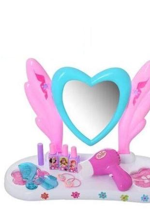 Трюмо настільне, для дівчинки, рожевий колір, фен дує повітрям, іграшка трюмо дитяче