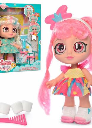Кукла с большими глазами kaibibi, розовые волосы, подвижная голова, 25 см