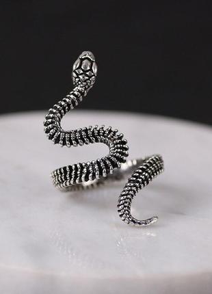 Каблучка у формі срібної шипастої змії символ - смерть і відродження розмір регульований1 фото