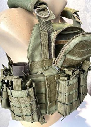 Розвантажувальний жилет з підсумками 7шт. плитоноска під плити 25х30. хакі