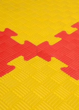М'яка підлога пазл "райдуга" 50*50*1 см (10 штук) плетінка жовтий. килимок модульне покриття для підлоги дитяче3 фото