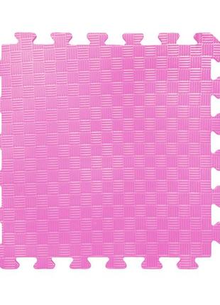 М'яка підлога пазл "райдуга" 50*50*1 см (10 штук) плетінка рожевий. килимок модульне покриття для підлоги дитяче1 фото
