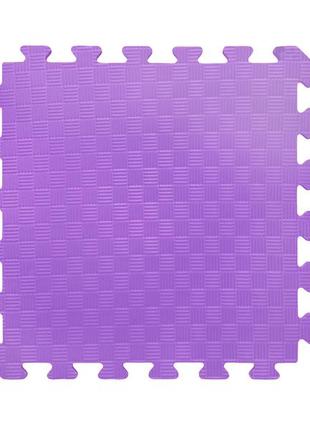 Мягкий пол пазл "радуга" 50*50*1 см (10 штук) плетёнка фиолетовый. коврик модульное напольное покрытие детское