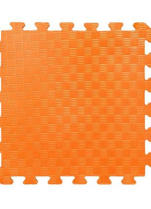 Мягкий пол пазл "радуга" 50*50*1 см (10 штук) плетёнка оранжевый. коврик модульное напольное покрытие детское1 фото