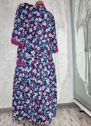Женский хлопковый халат на пуговицах с поясом домашний халат большие размеры 68, 70, 724 фото
