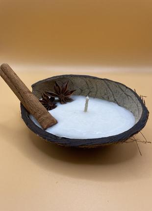 Унікальна ароматична свічка 100ml (кокос) екологічний соєвий віск, у кокосі + подарункове паковання4 фото