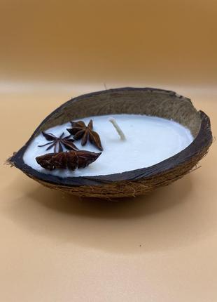 Унікальна ароматична свічка 100ml (кокос) екологічний соєвий віск, у кокосі + подарункове паковання7 фото