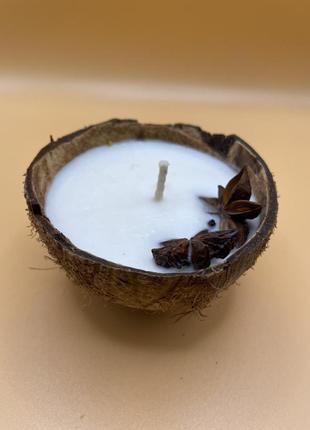 Унікальна ароматична свічка 100ml (кокос) екологічний соєвий віск, у кокосі + подарункове паковання5 фото