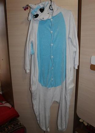 Пижама кигуруми единорог , голубая  унісекс2 фото
