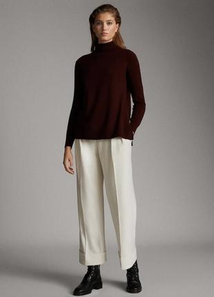 Бордовий гольф-водолазка реглан натуральна кофта з горлом шовк вовна massimo dutti wool silk