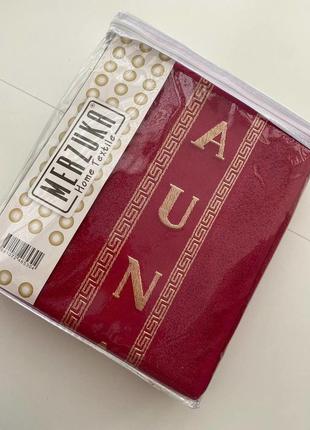 Набір для сауни чоловічої merzuka туреччина з 3 предметів рушник-спідниця на липучці, рушник, капці бордо3 фото