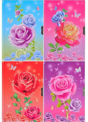 Блокнот дитячий на замочку троянда в лінію арт. 32k0851