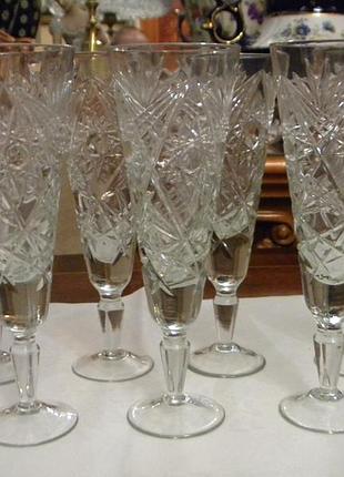 Бокалы фужеры набор 7 шт хрусталь ссср №ш11