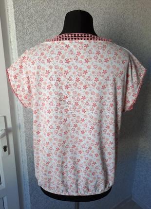 Женская, лёгкая, мягкая, кофточка, блуза, футболка с кружевом, 💯%cotton. m&co.3 фото