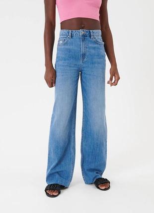 40 - l новые фирменные женские широкие джинсы с высокой талией high waist wide leg jeans sinsay