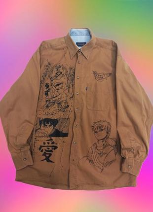 🖤 ручний розпис 🖤 кастомна сорочка наруто рубашка ручна работа малюнок аніме polo ralph lauren