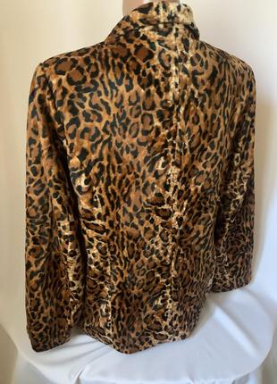 Стильний теплий леопардовий плюшевий піджак подовжений жакет леопард vercotti4 фото